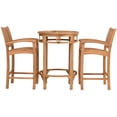 thumbnail image 4 of 3 Piece Teak Wood Bistro Outdoor Patio Bar Set Including 32" Round Orleans Bar Table and 2 Abacho Barstools with Arms, 4 of 6