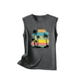 thumbnail image 4 of Titcea Womens Tank Tops Palm Tree Printed Round Neck Sleeveless Graphic Tees Beach Holiday Travel Workout Tank Tops, 4 of 5