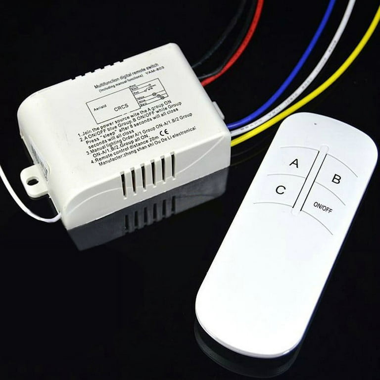 4 Way Wireless Remote Control Switch ON/OFF 220V Lamp Light Digital Wi –  Aideepen
