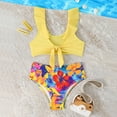 thumbnail image 2 of lnmuld Girls Two Piece Swimsuits UPF 50 Sun Protective Rash Guard and Swim Shorts for Beach Pool Water Activities Color:Yellow,Size:5-6 Years, 2 of 7