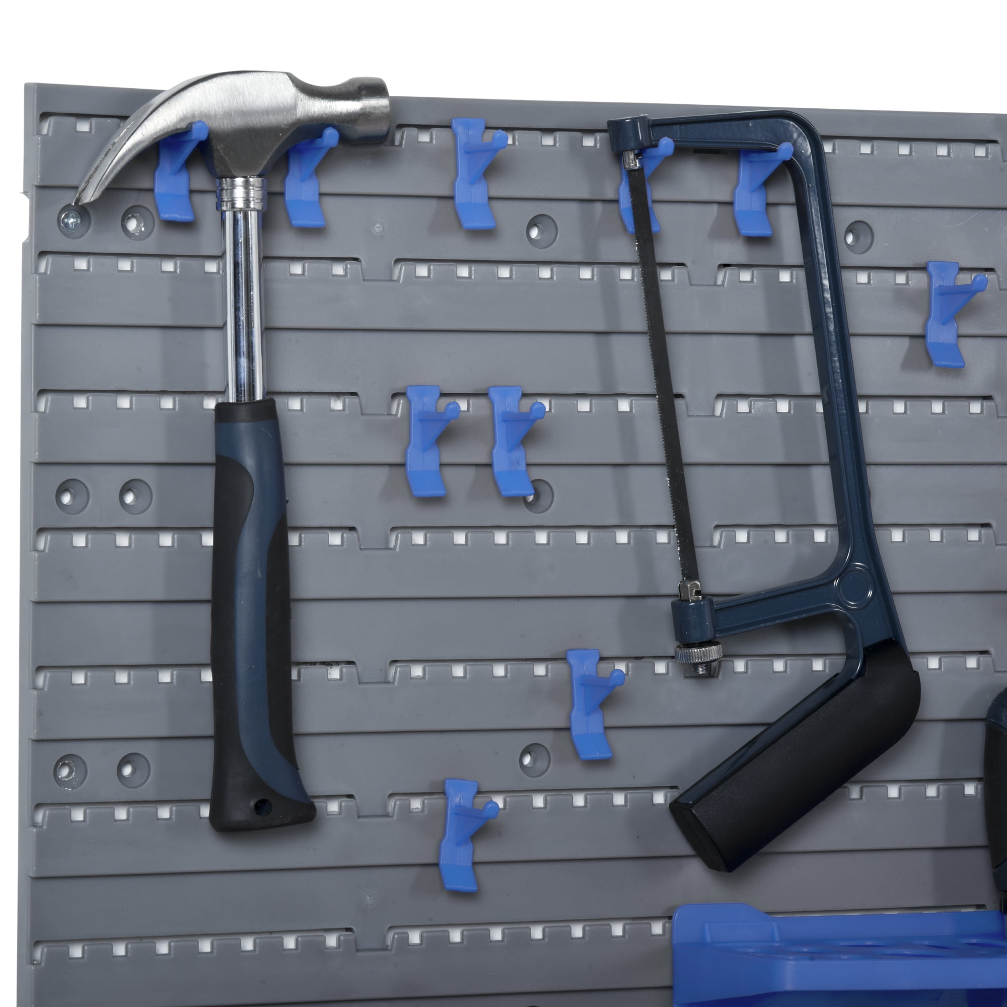 Durhand 44 Piece Wall Mounted Pegboard Tool Organizer Rack Kit With Various  Sized Storage Bins Pegboard & Hooks - Blue : Target