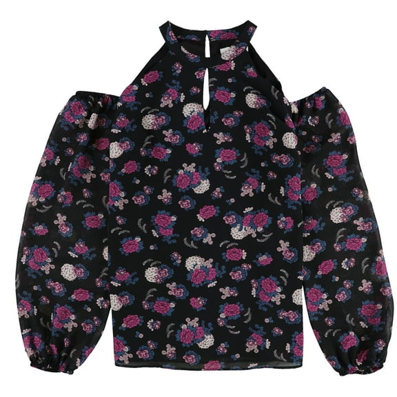 bar III Womens Cold shoulder Peasant Blouse, Purple, XX-Small