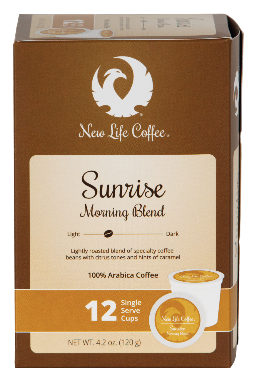 New Life Coffee Sunrise: Morning Blend Single Serve Cups, 12 ct. Box