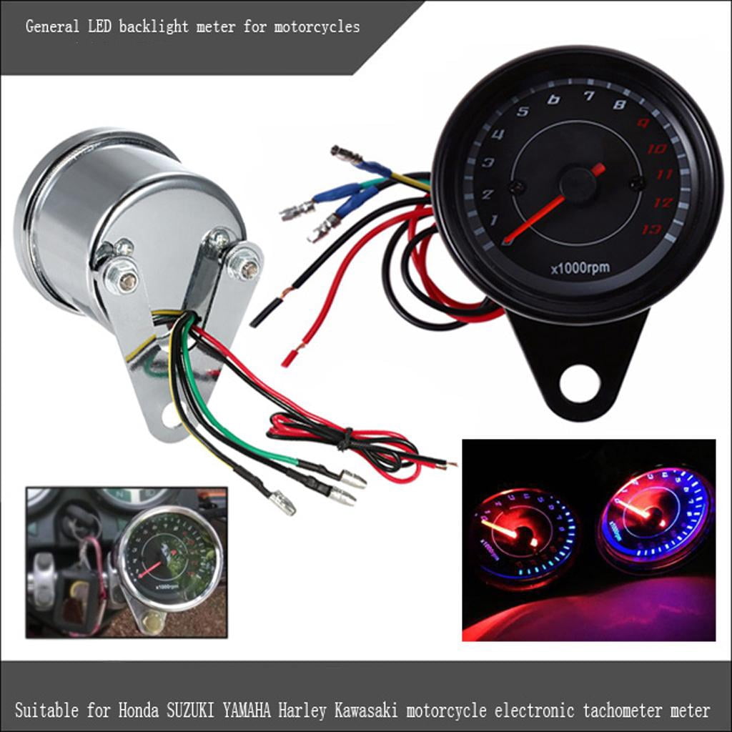 Tachymètre Moto Électronique LED 0-13000 RPM - Compteur Universel Argenté DC 12V Pour Moto