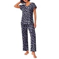 thumbnail image 2 of Fantaslook Flower Womens Pajamas Sets Two Piece Casual Lounge Sets Ruffle Sleeve Tops Wide Leg Pants with Pockets Summer Sleepwear Travel Outfits, 2 of 7