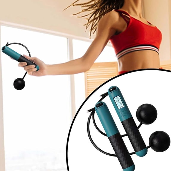 Cordless Workout Jump Rope with Counter, 1-Pack Weighted Ropeless Skipping Rope with LCD Display, Fitness Gear for Home Gym Cardio Workout, bldnkj