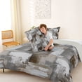 thumbnail image 4 of Homewish Gray Watercolor Grid Queen Comforter Set,Geometric Grunge Comforter Sets Queen,Light Gray Reversible,3 Pieces,1 Comforter and 2 Pillowcases, 4 of 7