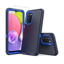 NIFFPD Galaxy A03S Case with Screen Protector Full-Body Shockproof Phone Case for Samsung Galaxy A03S Dark Blue&Blue