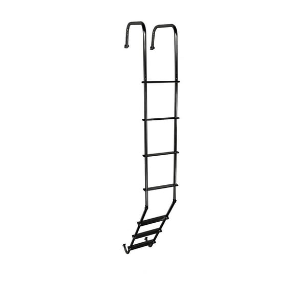Stromberg Carlson Rear Door Ladder LA-401BA Fits On Rear Of Any RV Straight Or Contoured; 1 Inch Diameter Tubing/Flat Steps; 250 Pounds Weight Capacity; 7 Rungs; Black