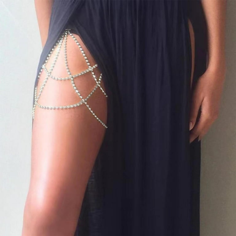 Summer Outfits Body Chain Jewelry for Women Boho Thigh Chain Leg Chain Jewelry Rhinestone Thigh Harness Stretch Body Jewelry for Nightclub Beach Walmart