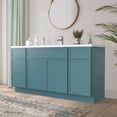 thumbnail image 2 of 60 in. W x 21 in. D x 32.5 in. H Freestanding Bathroom Vanity Cabinet without Top in Sea Green, 2 of 6