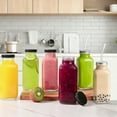 thumbnail image 6 of Topsome 16oz Glass Juice Bottles with Lids, 6 Pack Reusable Glass Juicing Bottles with 2 Straws & 2 Lids with Holes, Leak Proof Glass Cups Clear Glass Bottles for Juice, Smoothies, Milk, 6 of 8
