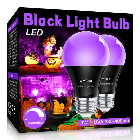 Wiyifada LED Black Light Bulb, 9W, Dimmable, 2 Pack
