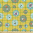thumbnail image 2 of Ambesonne Retro Fabric by the Yard Upholstery, Circle Framed Flower Twigs, 5 Yards, Mustard Multicolor, 2 of 5