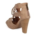 thumbnail image 3 of New Women Qupid Bailey-33 Distressed PU Peep Toe Lace Up Chunky Heel Bootie, 3 of 6