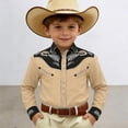 thumbnail image 2 of CAIXIA Boys Long Sleeve Chambray Shirt Western Cowboys Pearl Snap Button Down Shirts, 2 of 5