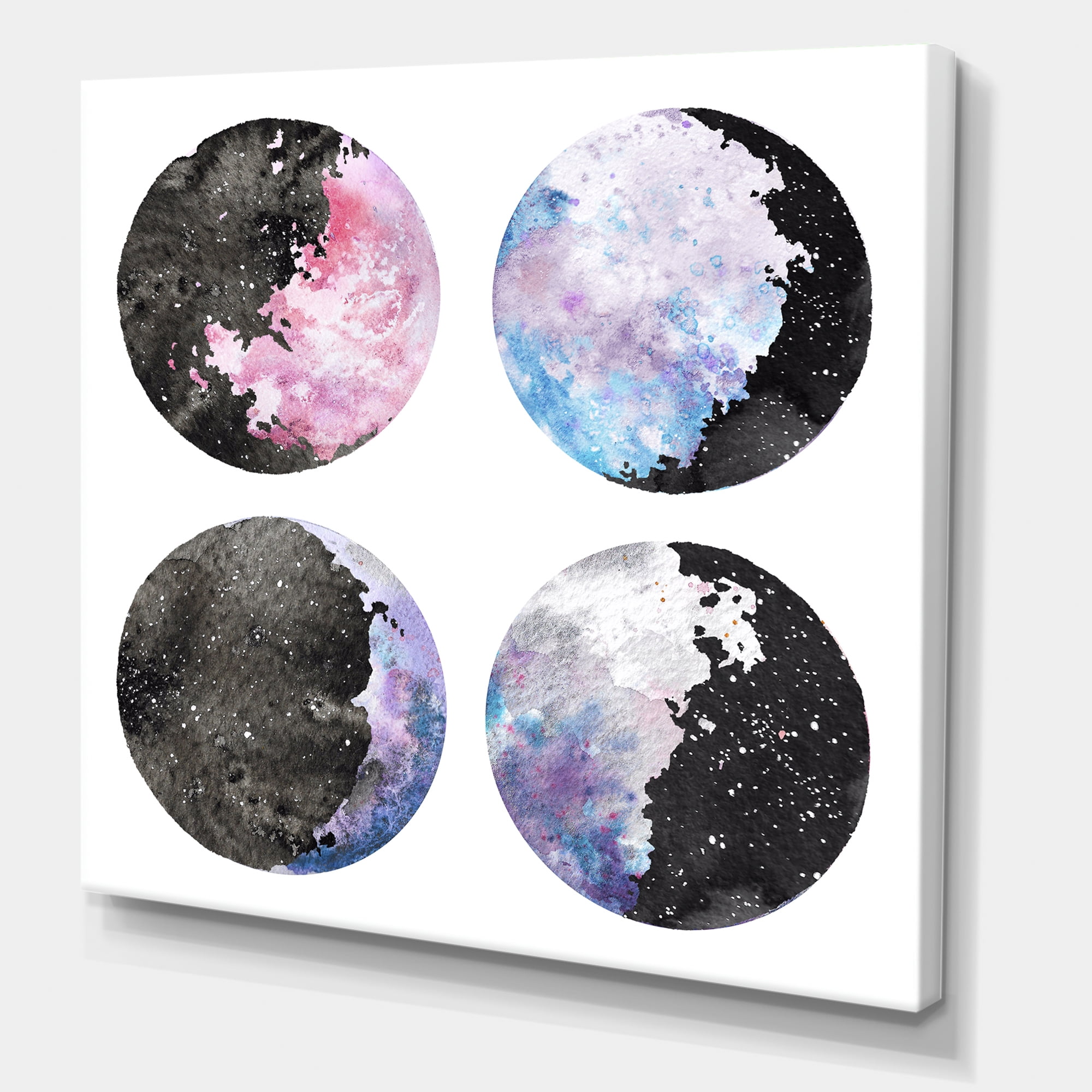 Designart ' Moon Phases With Sky and Stars ' Bohemian & Eclectic Canvas Wall Art Print