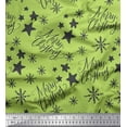 thumbnail image 1 of Soimoi Green Cotton Duck Fabric Star & Snowflakes Text Printed Fabric 1 Yard 42 Inch Wide, 1 of 3
