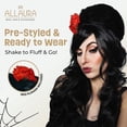 thumbnail image 2 of Peluca ALLAURA Amy Winehouse Black Beehive con flor roja, 2 of 8