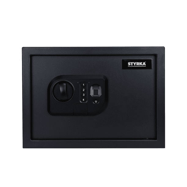 Caja Fuerte Biométrica Mediana STYRKA Caja de Seguridad Con Huella y Pin Numérico Color Negro