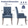 thumbnail image 6 of PAPROOS Upholstered Dining Chairs Set of 4, Chenille Fabric Tufted Dining Room Chair with Curved Solid Wood Legs, Modern Accent Dining Chair with Arm, Armchair for Kitchen, Living Room, Blue, 6 of 9