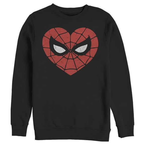 Men's Marvel Valentine's Day Spider-Man Heart Mask Sweatshirt Black 2X Large