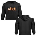 thumbnail image 2 of Sudadera con capucha unisex tendencia otoñal, estampado de cafés y calabazas, cómoda y cálida para salidas informales, 2 of 5