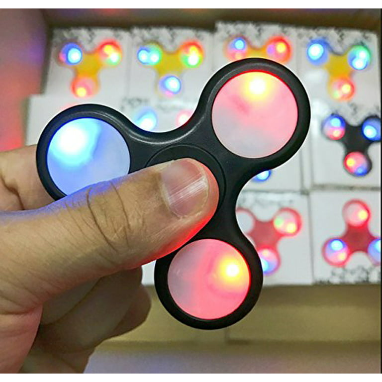 Black Tri Color LED Fidget Hand Spinner with three colored Lights and 4 functions, Ultra Fast Bearings - Walmart.com