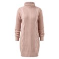 thumbnail image 4 of Prolriy Sweater Dresses for Women 2024 Trendy Womens Pullover Sweater Turtleneck Long Sleeve Solid Winter Knit Sweater Dress Womens Sweater Dress Pink L, 4 of 5
