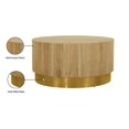 thumbnail image 4 of Meridian Furniture Acacia Round Wooden Top Coffee Table with Gold Metal Base, 4 of 5