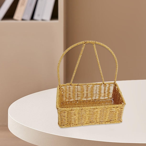 Cesta montada en la pared de ratán de imitación, cesta colgante tejida para jardinera, organizadores, cesta de pared tejida para accesorios de Patio Cuadrado 1 capa