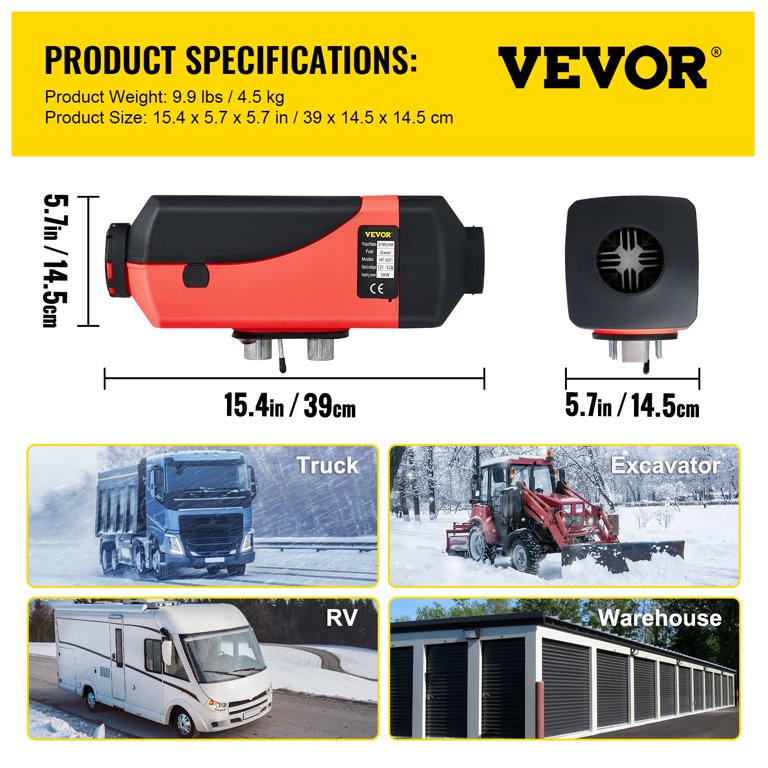 VEVOR Diesel Air Heater 12V 3kw Diesel Heater, Fuel Heater 12v Parking  Heater with 2 Silencers for Trucks Motor-Homes Trailer Boats Bus - Walmart .com