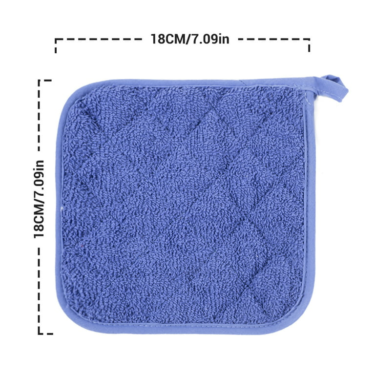 100% Cotton with Silicone Kitchen Everyday Basic Pot Holder Heat Resistant  Coaster Potholder Oven Mitts with Pocket for Cooking and Baking Set of 2