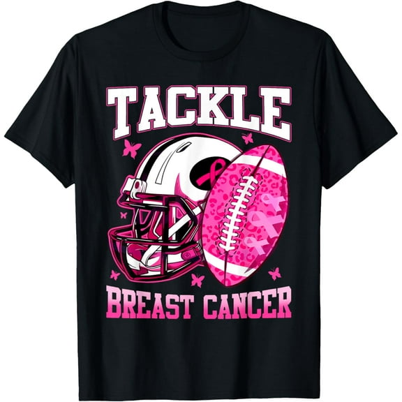 Tackle Breast Cancer Awareness Pink Ribbon Football T-Shirt