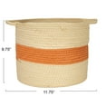 thumbnail image 2 of Household Essentials Round Handwoven Paper Rope Basket with Terracotta Stripe and Handles, Natural, 2 of 8