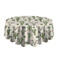 thumbnail image 5 of Beige Buffalo Skull Cactus Succulent Pattern Round Tablecloth 60"x60",Wrinkle Wipeable Table Cloth for Kitchen Dining Room Picnic Patio Party, 5 of 6
