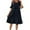 Navy, variant on Herrnalise Women's Big Swing Mid-Length Solid Color Loose Casual PleatedRound Neck Flared Short Sleeve Cotton Linen Dresses S-2XL