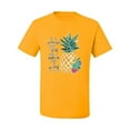 thumbnail image 2 of Wild Bobby, Pineapple Stand Tall Wear Crown And Stay Sweet Inside Arty Inspirational Pop Culture Men's Graphic T-Shirt, Gold, X-Large, 2 of 3
