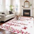 thumbnail image 2 of Butterfly Flower Area Rugs 6'x9', Washable Small Throw Rugs for Kitchen Dining room, Watercolor Farmhouse Country Pink Floral Indoor Outdoor Rug Non-Slip Low Pile Carpet Runner Reversible Floor Mats, 2 of 8