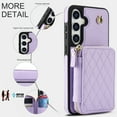 thumbnail image 5 of Compatible with Samsung Galaxy S24/S25 5G Wallet Phone Case Tempered Glass Screen Protector Wrist Crossbody Strap Stand Credit Card Holder RFID Slot Cell Cover for S 24 24S 25 25S Women Girls Purple, 5 of 10