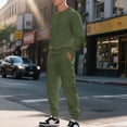 thumbnail image 4 of Gytharion Mens Sweatsuit Sets 2 Piece Outfits Long Sleeve Crew Neck Pullover Top and Cargo Sweatpants Sets Loose Comfy Jacquard Tracksuits with Pockets, 4 of 7