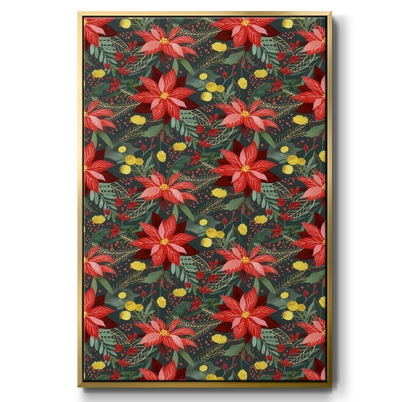 Bright Christmas Night Collection E - Framed Gallery Wrapped Holiday Canvas - 17 x 25 - Gold Frame