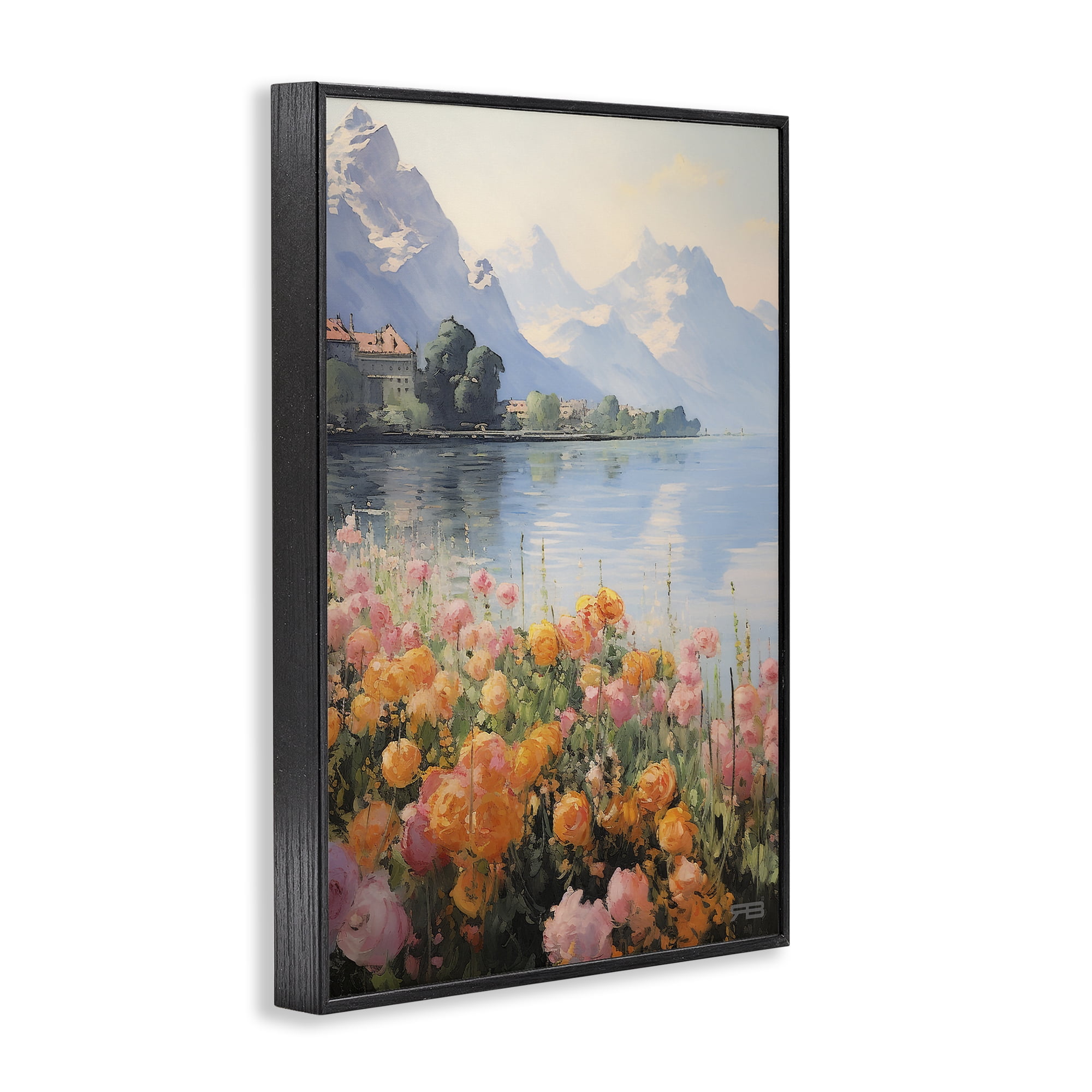 Stupell Industries Mountain Meadow Outskirts Landscape Painting Black Framed Art Print Wall Art, 16 x 24