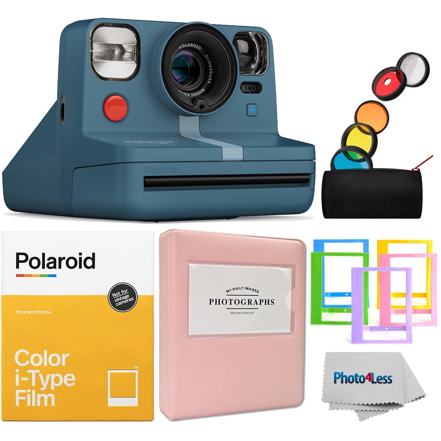 Uitbreiden de begeleiding seinpaal Polaroid NOW + Camera - Blue Grey | Color Film | Album | Plastic Frames -  Walmart.com
