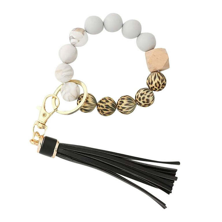 Cardinal Gift Silicone Key Ring Bracelet Women Beaded Bangle Keychain Wristlet Leather Tassel Walmart