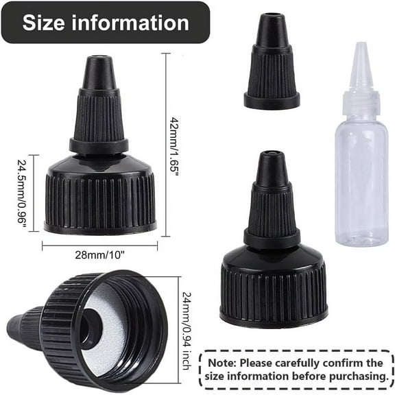 50Pcs 24/410 Plastic Squeeze Bottle Cap Replacement Black Plastic Bottle Squeeze Heads Dispensing Caps Inner Diameter: 24mm