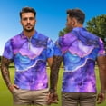 thumbnail image 5 of Binienty Purple Marble Pattern Matching Golf Shirts for Couples Comfortable Lightweight His and Hers Golf Shirts with Zipper for Tennis Hiking & Outdoor Sports ,Daily Wear for Couples, 5 of 7