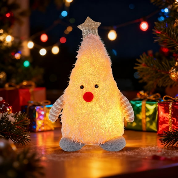 Cevemin Christmas Tree Shaped Stuffed Plush Doll Ornament - 8.27 Inch Fabric Holiday Tabletop Decorations for Xmas Tree Party Home Decor