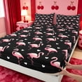 thumbnail image 4 of meiyoeat Pink Wild Flamingo Queen Sheets,Tropical Animal Theme Queen Sheet Sets For Girl,4-Piece,1 Flat Sheet,1 Fitted Sheet And 2 Pillowcases, 4 of 6