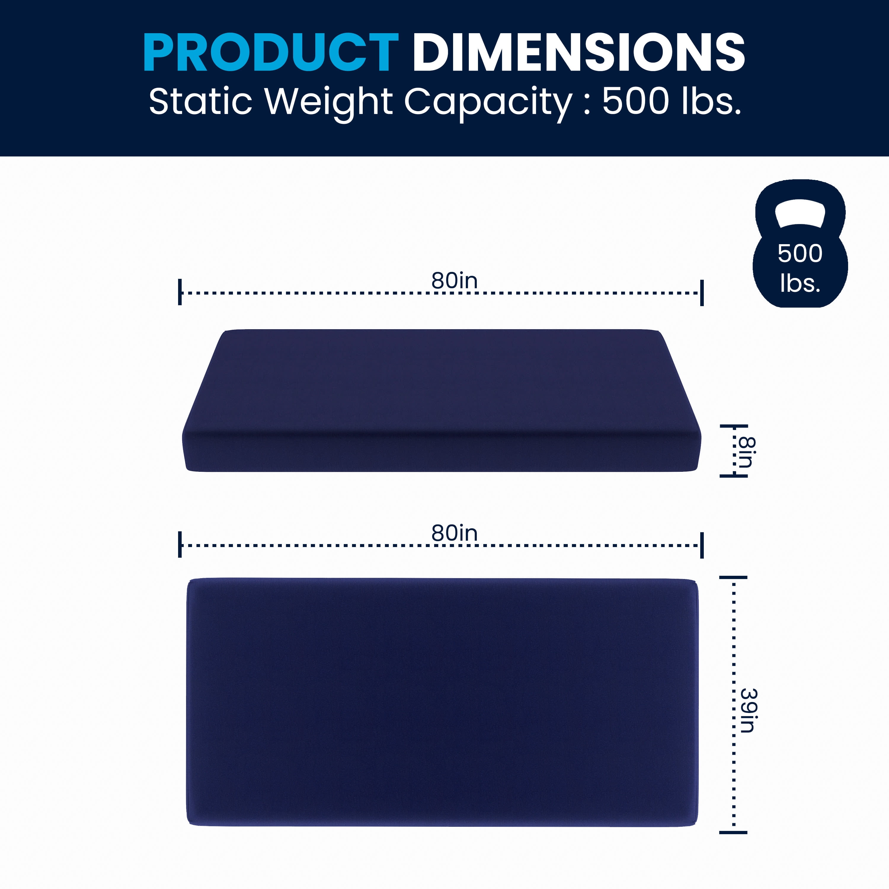 BizChair Liquid-Resistant Memory Foam 8" Twin XL Mattress with Removable Cover with Zipper in Blue
